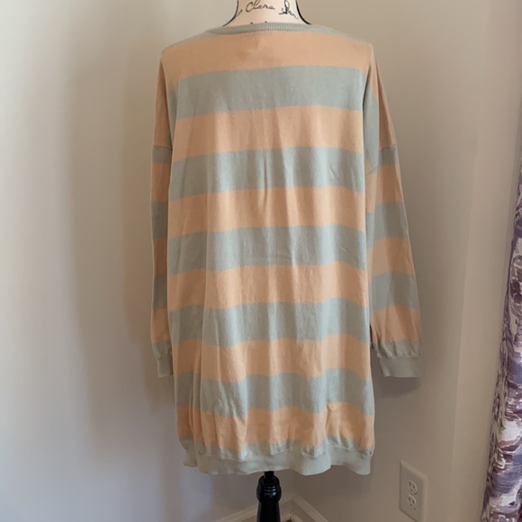 Free People Oversized High/Low Striped Sweater (Yellow & Green) - Picture 7 of 14